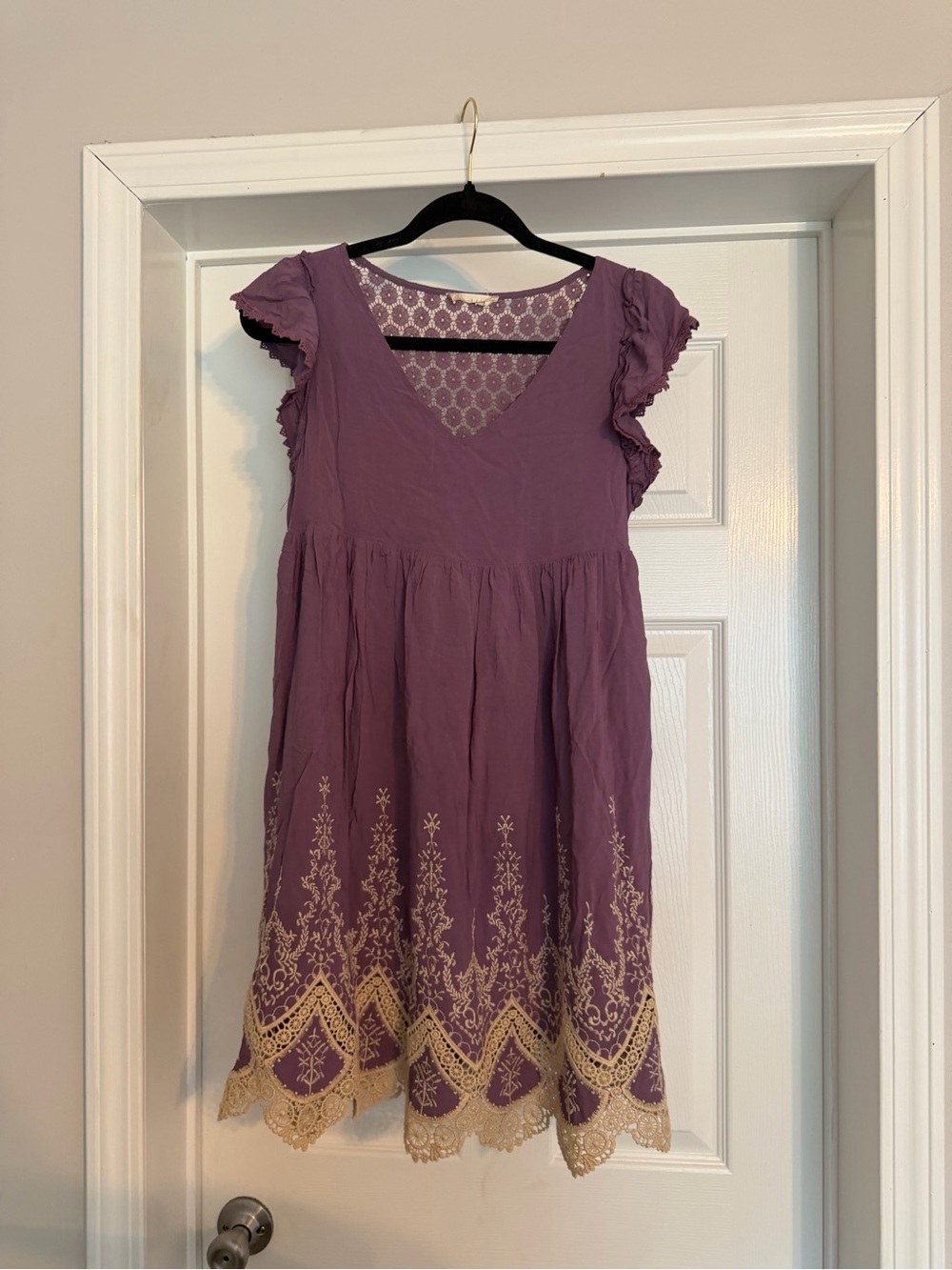 Altar'd State Purple Dress with Cream Lace Hem